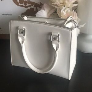 White Faux Leather Handbag